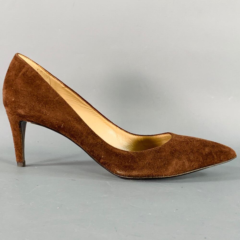 RALPH LAUREN COLLECTION Size 6.5 Brown Suede Pointed Toe Classic Pumps - Picture 2 of 8